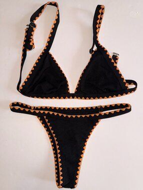 Black and orange triangle bikini